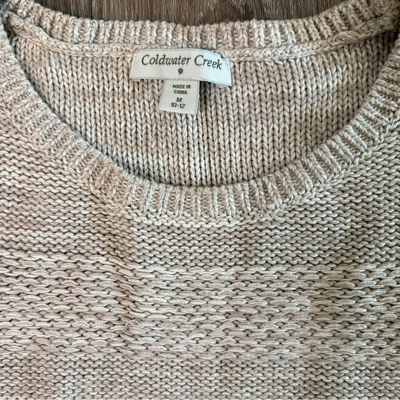 Coldwater Creek Sweater Beige Striped Sz M (10-12) 100% Cotton Old Money Classic - Picture 4 of 8